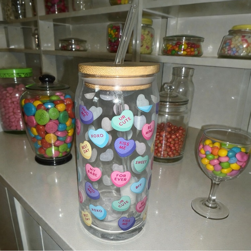 Conversation Glass Cup with Straw - Picture 1 of 4